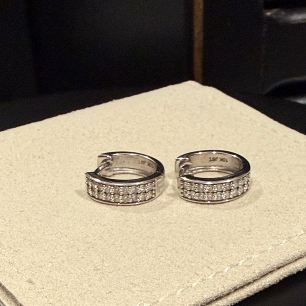 Sparkly 10K Diamond hoop earrings